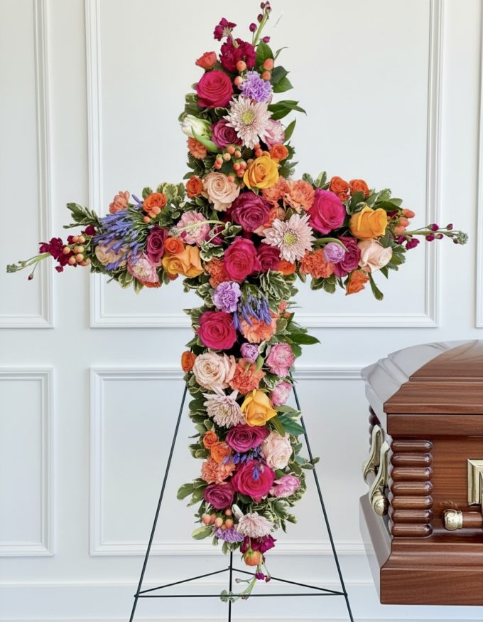 Standing Cross With Roses Standing Crosses • Bella Rosa Market